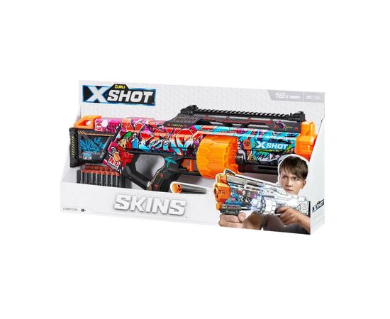 Игрушечное оружие Zuru X-Shot Быстрострельный бластер Skins Last Stand Graffiti (16 патронов) (36518B), изображение 4 Игрушечное оружие Zuru X-Shot Быстрострельный бластер Skins Last Stand Graffiti (16 патронов) (36518B), изображение 4