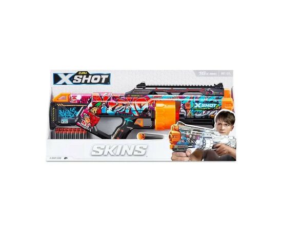 Игрушечное оружие Zuru X-Shot Быстрострельный бластер Skins Last Stand Graffiti (16 патронов) (36518B), изображение 5 Игрушечное оружие Zuru X-Shot Быстрострельный бластер Skins Last Stand Graffiti (16 патронов) (36518B), изображение 5