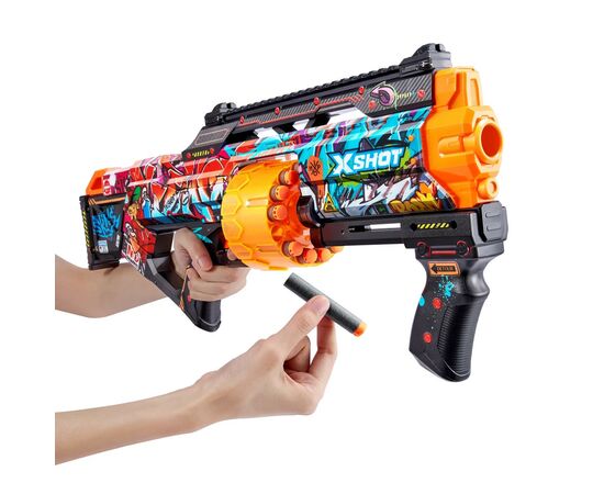 Игрушечное оружие Zuru X-Shot Быстрострельный бластер Skins Last Stand Graffiti (16 патронов) (36518B), изображение 6 Игрушечное оружие Zuru X-Shot Быстрострельный бластер Skins Last Stand Graffiti (16 патронов) (36518B), изображение 6