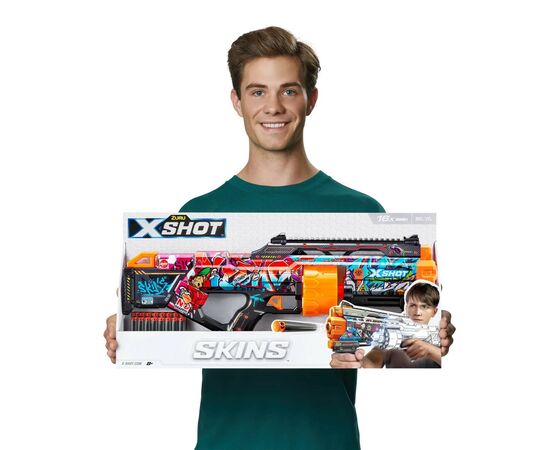 Игрушечное оружие Zuru X-Shot Быстрострельный бластер Skins Last Stand Graffiti (16 патронов) (36518B), изображение 8 Игрушечное оружие Zuru X-Shot Быстрострельный бластер Skins Last Stand Graffiti (16 патронов) (36518B), изображение 8