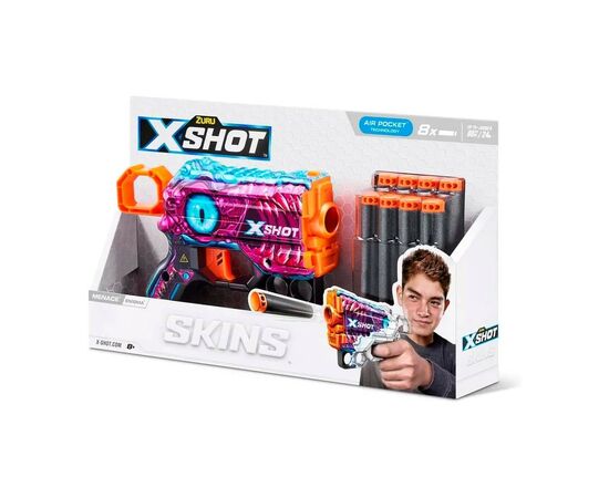 Игрушечное оружие Zuru X-Shot Быстрострельный бластер Skins Menace Enigma (8 патронов) (36515L), изображение 3 Игрушечное оружие Zuru X-Shot Быстрострельный бластер Skins Menace Enigma (8 патронов) (36515L), изображение 3