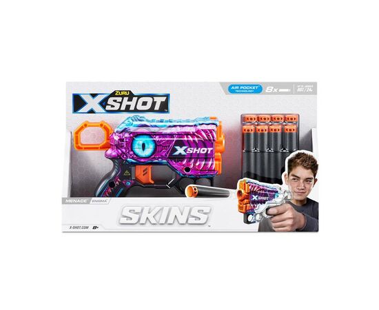 Игрушечное оружие Zuru X-Shot Быстрострельный бластер Skins Menace Enigma (8 патронов) (36515L), изображение 4 Игрушечное оружие Zuru X-Shot Быстрострельный бластер Skins Menace Enigma (8 патронов) (36515L), изображение 4