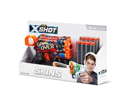 Игрушечное оружие Zuru X-Shot Быстрострельный бластер Skins Menace Game Over (8 патронов) (36515B), изображение 3 Игрушечное оружие Zuru X-Shot Быстрострельный бластер Skins Menace Game Over (8 патронов) (36515B), изображение 3