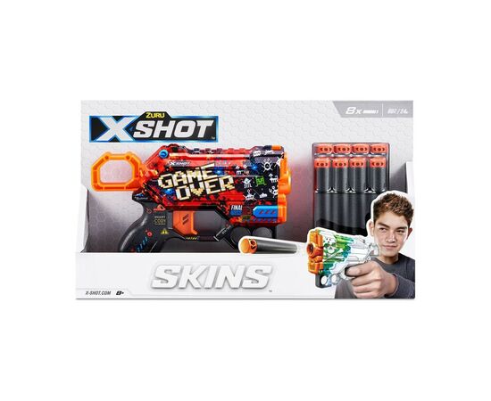 Игрушечное оружие Zuru X-Shot Быстрострельный бластер Skins Menace Game Over (8 патронов) (36515B), изображение 4 Игрушечное оружие Zuru X-Shot Быстрострельный бластер Skins Menace Game Over (8 патронов) (36515B), изображение 4