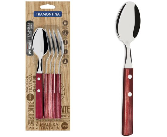 Столовая ложка Tramontina Polywood 6 шт Червоне дерево (21103/670), изображение 3
