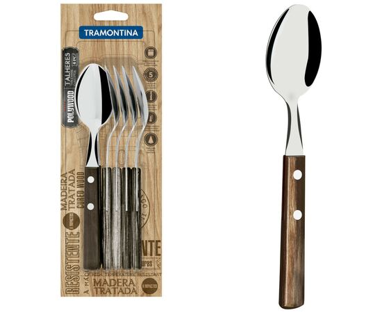 Столова ложка Tramontina Polywood 6 шт Горіх (21103/690), зображення 4 Столова ложка Tramontina Polywood 6 шт Горіх (21103/690), зображення 4