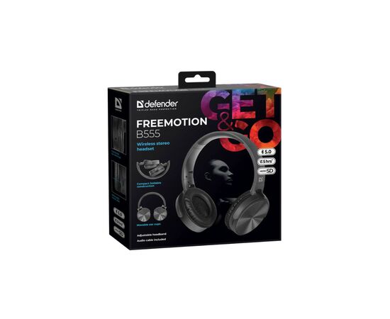 Наушники Defender FreeMotion B555 Bluetooth Black (63555), изображение 8 Наушники Defender FreeMotion B555 Bluetooth Black (63555), изображение 8