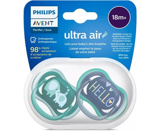 Пустышка Philips AVENT Ultra Air, 18+ міс. 2 шт (SCF349/18), изображение 3 Пустышка Philips AVENT Ultra Air, 18+ міс. 2 шт (SCF349/18), изображение 3