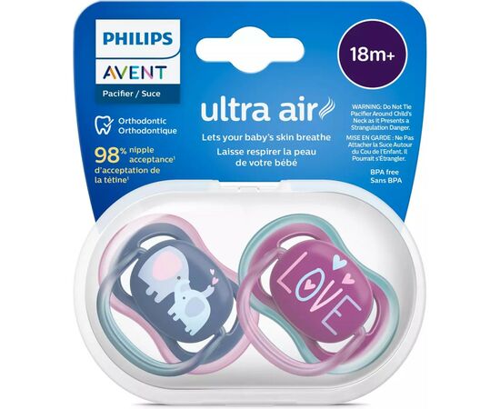 Пустышка Philips AVENT Ultra Air, 18+ міс., 2шт (SCF349/22), изображение 3 Пустышка Philips AVENT Ultra Air, 18+ міс., 2шт (SCF349/22), изображение 3