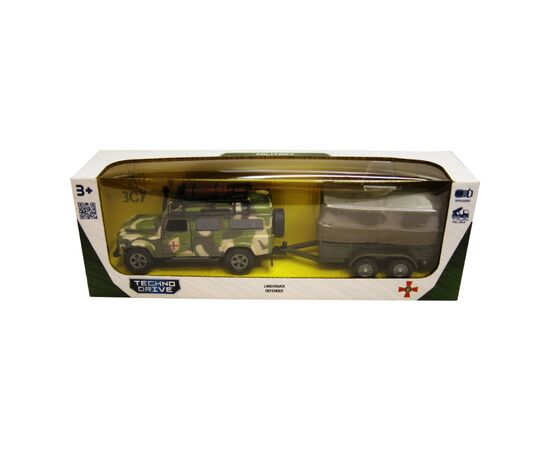 Машина Techno Drive Land Rover Defender Милитари с прицепом (520027.270), изображение 2 Машина Techno Drive Land Rover Defender Милитари с прицепом (520027.270), изображение 2