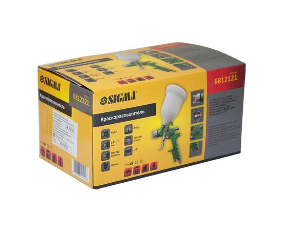 Краскопульт Sigma HVLP 1.3+1.7 верхний бак, (зеленый) (6812121), изображение 9 Краскопульт Sigma HVLP 1.3+1.7 верхний бак, (зеленый) (6812121), изображение 9