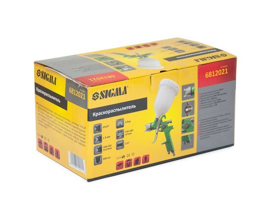 Краскопульт Sigma HVLP 1.4 верхний бак, (зеленый) (6812021), изображение 8