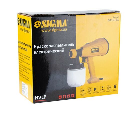 Краскопульт Sigma электрический HVLP 350Вт 1.8/2.6мм 800мл/мин, нижний бак, 800мл (6816121), изображение 9 Краскопульт Sigma электрический HVLP 350Вт 1.8/2.6мм 800мл/мин, нижний бак, 800мл (6816121), изображение 9