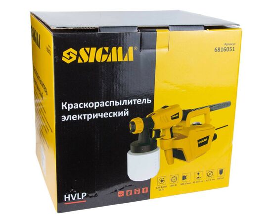 Краскопульт Sigma электрический HVLP 800Вт 1.8/2.6мм 900мл/мин, нижний бак, 800мл (6816051), изображение 7 Краскопульт Sigma электрический HVLP 800Вт 1.8/2.6мм 900мл/мин, нижний бак, 800мл (6816051), изображение 7