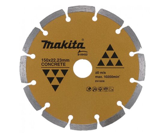 Круг відрізний Makita алмазний по бетону сегмент золот. 150*22,23 мм (B-06432)