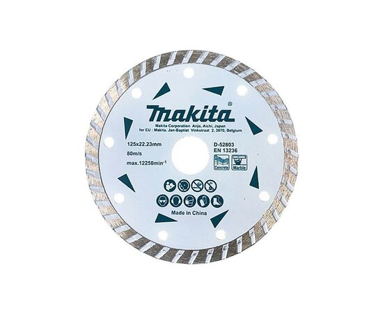 Круг відрізний Makita алмазний по бетону та мармуру турбо 125x22.23 мм (D-52803)