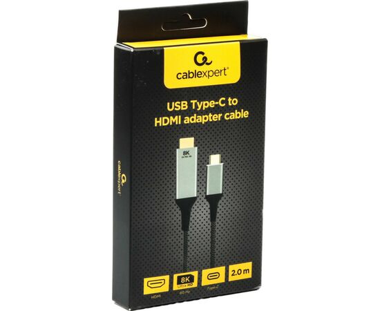 Кабель мультимедийный USB-C to HDMI 2.0m 8K 60Hz Cablexpert (A-CM-HDMIM8K-2M), изображение 2 Кабель мультимедийный USB-C to HDMI 2.0m 8K 60Hz Cablexpert (A-CM-HDMIM8K-2M), изображение 2