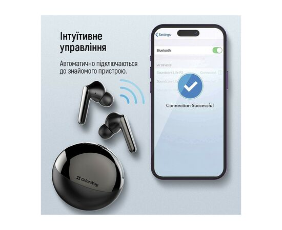 Наушники ColorWay TWS-3 Earbuds Black (CW-TWS3BK), изображение 9 Наушники ColorWay TWS-3 Earbuds Black (CW-TWS3BK), изображение 9