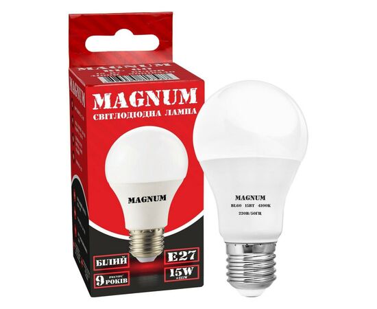 Лампочка MAGNUM BL 60 15 Вт 4100K 220В E27 (90018240), изображение 2 Лампочка MAGNUM BL 60 15 Вт 4100K 220В E27 (90018240), изображение 2
