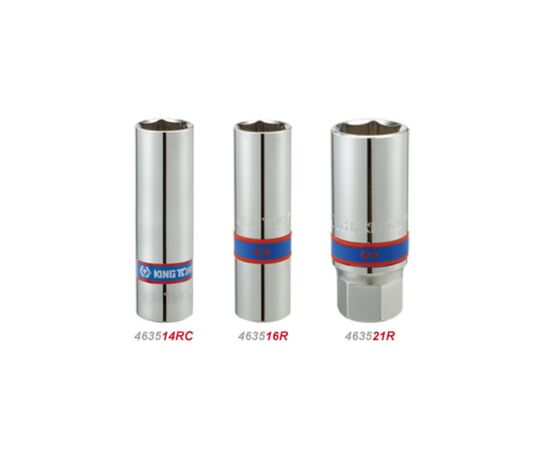 Головка торцевая KING TONY 1/2" свечная 16 мм шестигранная с резиной (463516RC)