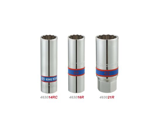 Головка торцевая KING TONY 1/2" свечная 21 мм 12-гранная с резиной (463021R)