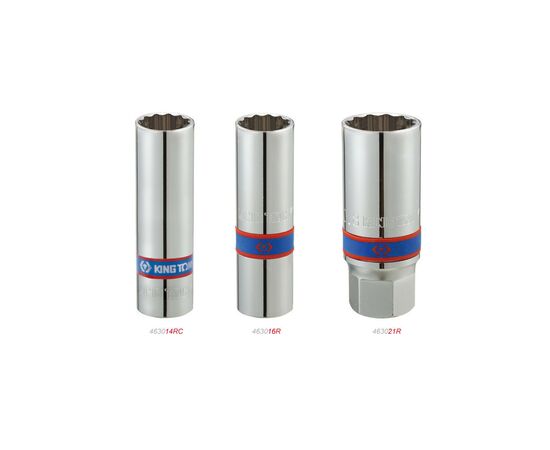 Головка торцева KING TONY 1/2" свічкова 16 мм 12-гранная, резина (463016RC)