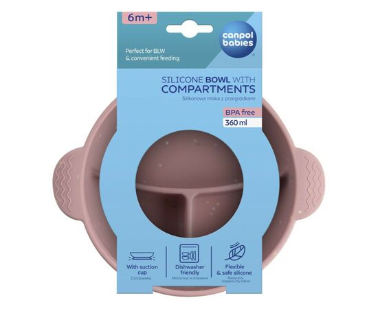 Тарілка дитяча Canpol babies DOTS силіконова на присосці з секціями, рожева (51/403_pin), зображення 4 Тарілка дитяча Canpol babies DOTS силіконова на присосці з секціями, рожева (51/403_pin), зображення 4