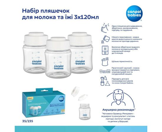 Набор для кормления новорожденных Canpol babies бутылочек для молока и еды 3х120мл (35/235), изображение 3 Набор для кормления новорожденных Canpol babies бутылочек для молока и еды 3х120мл (35/235), изображение 3