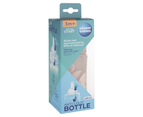Бутылочка для кормления Canpol babies Easystart GOLD 240 мл антикол. с широким отверстием, розовая (35/240_pin), изображение 3 Бутылочка для кормления Canpol babies Easystart GOLD 240 мл антикол. с широким отверстием, розовая (35/240_pin), изображение 3