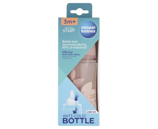 Бутылочка для кормления Canpol babies Easystart GOLD 240 мл антикол. с широким отверстием, розовая (35/240_pin), изображение 4 Бутылочка для кормления Canpol babies Easystart GOLD 240 мл антикол. с широким отверстием, розовая (35/240_pin), изображение 4