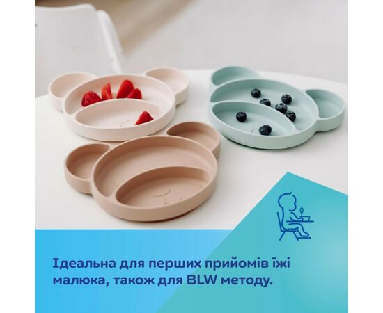 Тарілка дитяча Canpol babies Ведмедик силіконова на присосці з трьома відділами, бежева (51/401_bei), зображення 4 Тарілка дитяча Canpol babies Ведмедик силіконова на присосці з трьома відділами, бежева (51/401_bei), зображення 4
