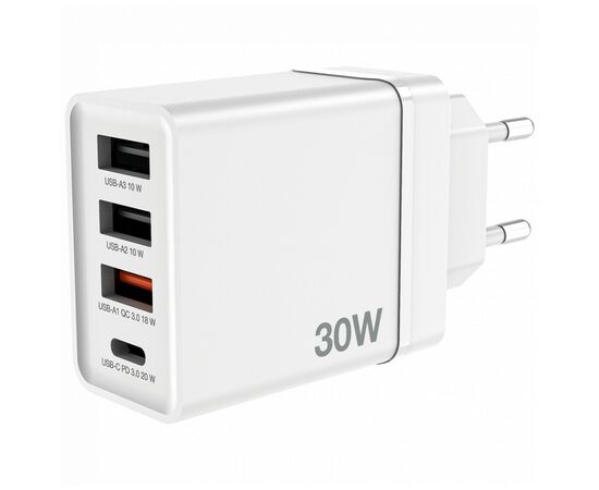 Зарядное устройство Verbatim USB 30W PD3.0 4-ports white (49701), изображение 4 Зарядное устройство Verbatim USB 30W PD3.0 4-ports white (49701), изображение 4