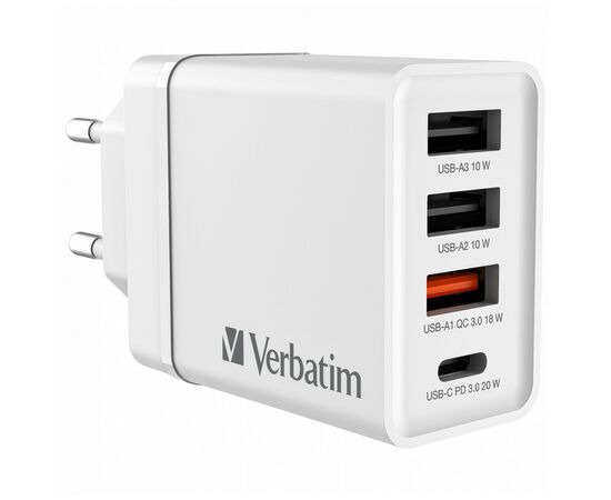 Зарядний пристрій Verbatim USB 30W PD3.0 4-ports white (49701)