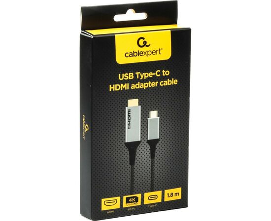 Кабель мультимедийный USB-C to HDMI 1.8m 4K 60Hz Cablexpert (A-CM-HDMIM4K-1.8M), изображение 2 Кабель мультимедийный USB-C to HDMI 1.8m 4K 60Hz Cablexpert (A-CM-HDMIM4K-1.8M), изображение 2