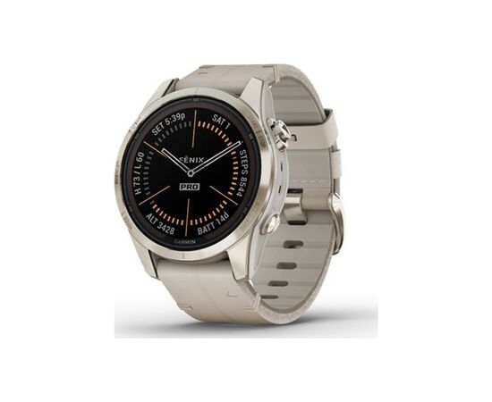 Смарт-годинник Garmin fenix 7S Pro Saph Solar, Sft Gld SS w/Lmestn Lthr, Excl, GPS (010-02776-30)