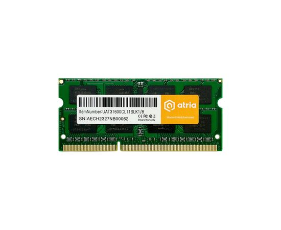 Модуль памяти для ноутбука SoDIMM DDR3 8GB 1600 MHz ATRIA (UAT31600CL11SLK1/8)