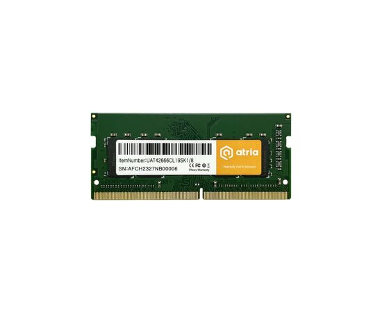 Модуль памяти для ноутбука SoDIMM DDR4 8GB 2666 MHz ATRIA (UAT42666CL19SK1/8)