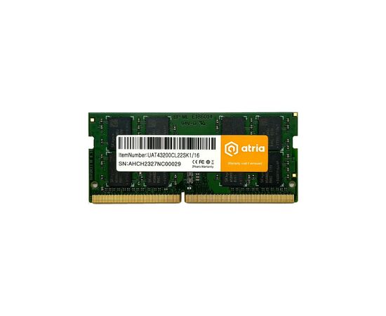 Модуль памяти для ноутбука SoDIMM DDR4 16GB 3200 MHz ATRIA (UAT43200CL22SK1/16)