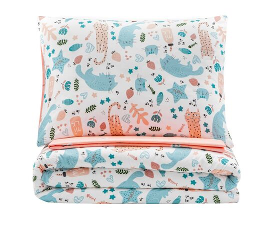 Постельное белье Ardesto Gloria сатин коты персиковый полуторный 160х220 (ART1622CP), изображение 3