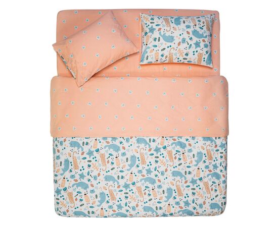 Постельное белье Ardesto Gloria сатин коты персиковый евро 200х220 (ART2022CP), изображение 4