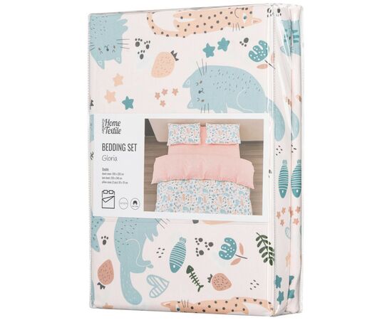 Постельное белье Ardesto Gloria сатин коты персиковый евро 200х220 (ART2022CP), изображение 9