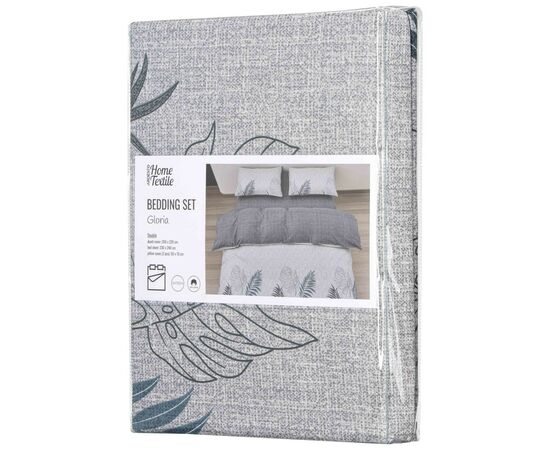 Постельное белье Ardesto Gloria сатин листья серые евро 200х220 (ART2022LR), изображение 8 Постельное белье Ardesto Gloria сатин листья серые евро 200х220 (ART2022LR), изображение 8