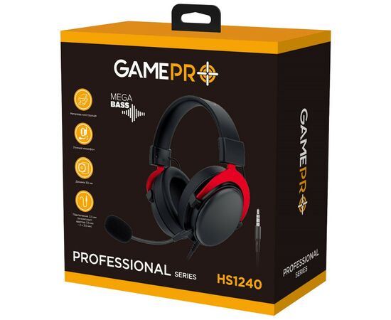 Наушники GamePro HS1240 Black/Red (HS1240), изображение 10 Наушники GamePro HS1240 Black/Red (HS1240), изображение 10