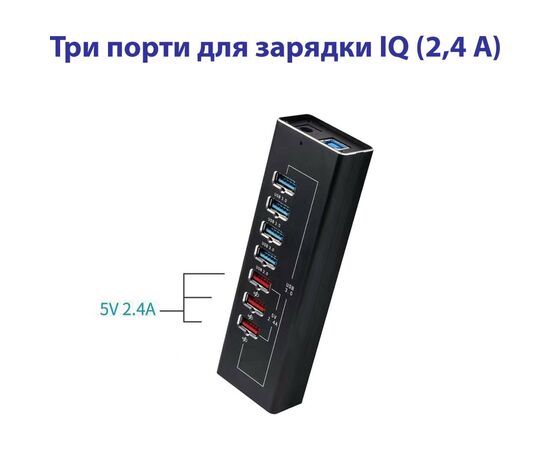 Концентратор ST-Lab 4*USB3.0 data ports + 3*2.4А charge with Power Adaptor metal (DM-UH-P407), изображение 3 Концентратор ST-Lab 4*USB3.0 data ports + 3*2.4А charge with Power Adaptor metal (DM-UH-P407), изображение 3