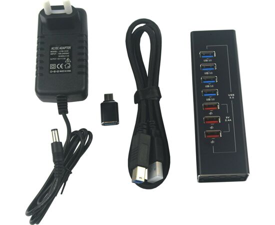 Концентратор ST-Lab 4*USB3.0 data ports + 3*2.4А charge with Power Adaptor metal (DM-UH-P407), изображение 6 Концентратор ST-Lab 4*USB3.0 data ports + 3*2.4А charge with Power Adaptor metal (DM-UH-P407), изображение 6
