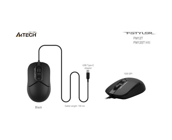 Мишка A4Tech FM12T USB Black (4711421990202), зображення 9 Мишка A4Tech FM12T USB Black (4711421990202), зображення 9
