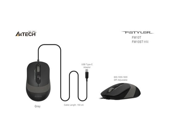 Мишка A4Tech FM10T USB Grey (4711421990066), зображення 8 Мишка A4Tech FM10T USB Grey (4711421990066), зображення 8