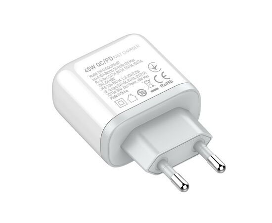 Зарядное устройство ColorWay Power Delivery Port PPS USB (Type-C PD+ USB QC3.0) (45W) white (CW-CHS042PD-WT), изображение 5 Зарядное устройство ColorWay Power Delivery Port PPS USB (Type-C PD+ USB QC3.0) (45W) white (CW-CHS042PD-WT), изображение 5