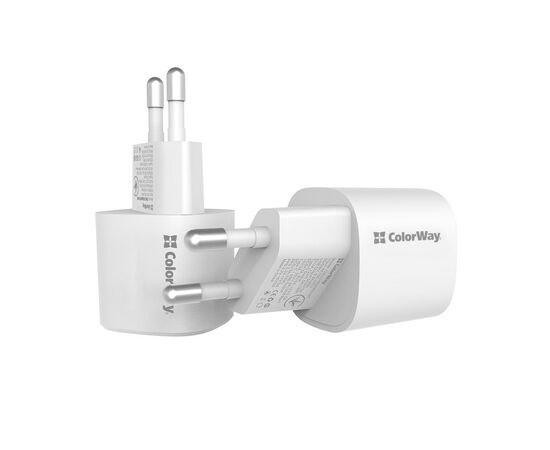 Зарядное устройство ColorWay GaN PD Port USB PPS (Type-C PD + USB QC3.0) (33W) white (CW-CHS043PD-WT), изображение 2 Зарядное устройство ColorWay GaN PD Port USB PPS (Type-C PD + USB QC3.0) (33W) white (CW-CHS043PD-WT), изображение 2