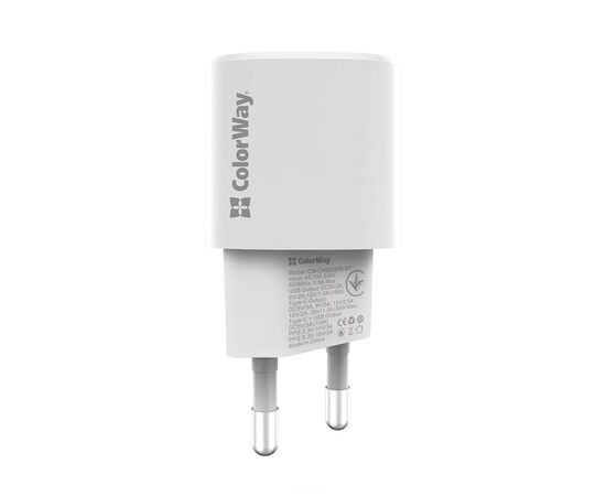 Зарядное устройство ColorWay GaN PD Port USB PPS (Type-C PD + USB QC3.0) (33W) white (CW-CHS043PD-WT)